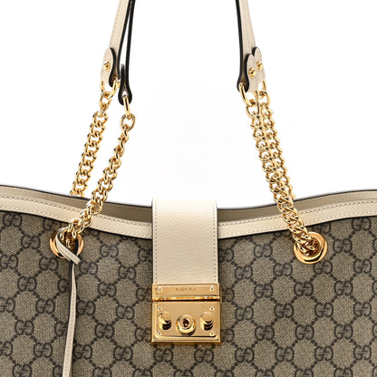 Gucci GG Supreme Monogram Medium Padlock Tote White 8 of 11