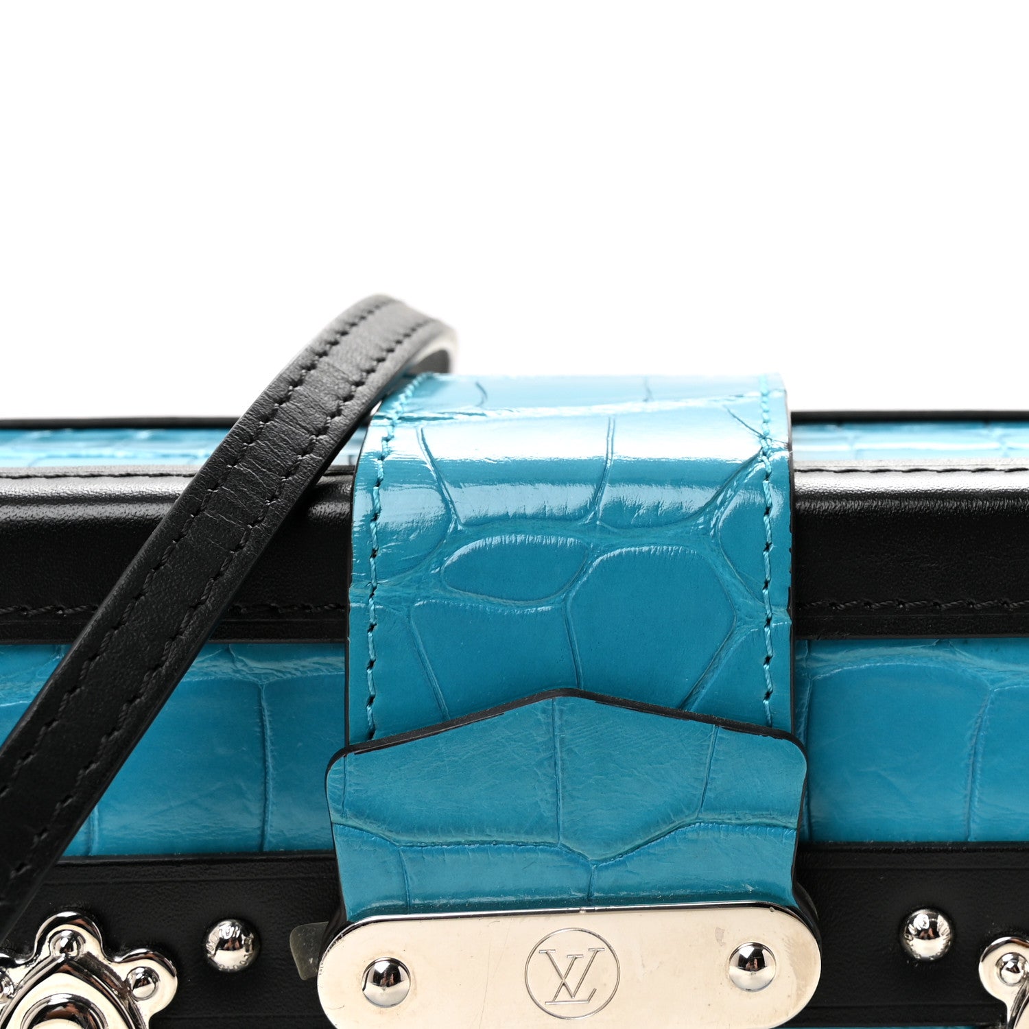 Louis Vuitton Alligator Petite Malle Blue Black 7 of 10