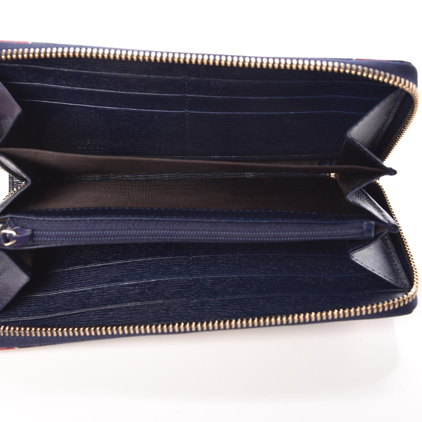 Calfskin Heartbeat Print Zip Around Wallet Blue