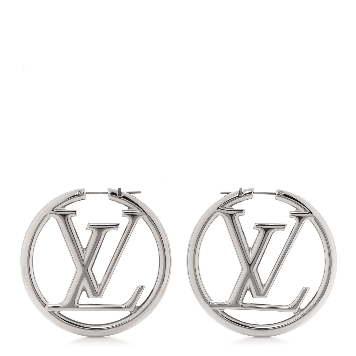 Louis Vuitton Palladium Louise Hoop Earrings Silver 1 of 4