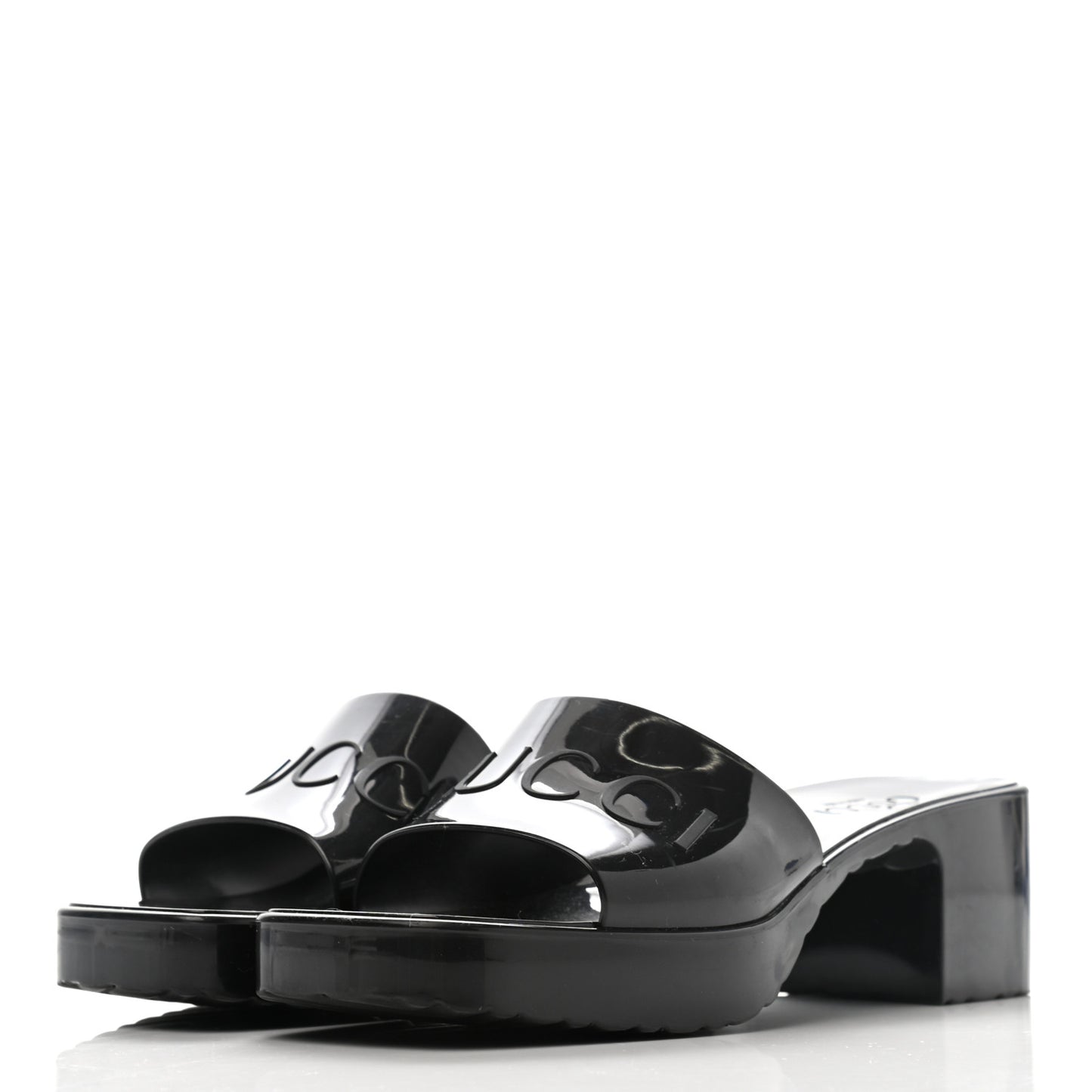 Rubber Gucci Logo Womens Platform 20/60mm Slide Sandals 37 Black