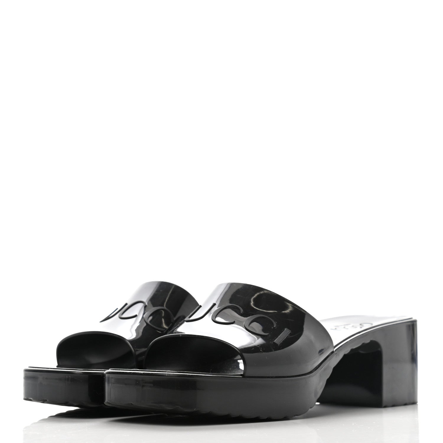 Gucci Rubber Gucci Logo Womens Platform 20/60mm Slide Sandals 37 Black 2 of 13