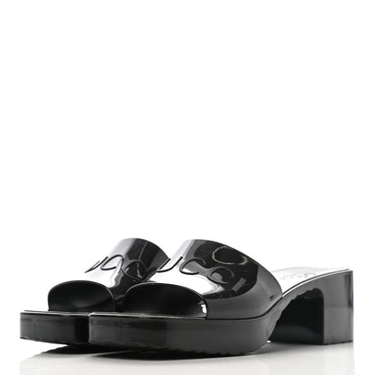 Gucci Rubber Gucci Logo Womens Platform 20/60mm Slide Sandals 37 Black 2 of 13