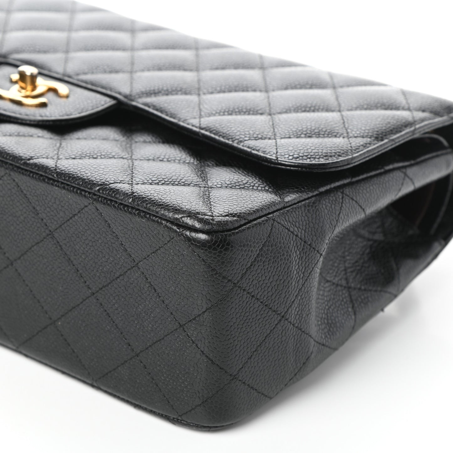 Caviar Quilted Jumbo Double Flap Black