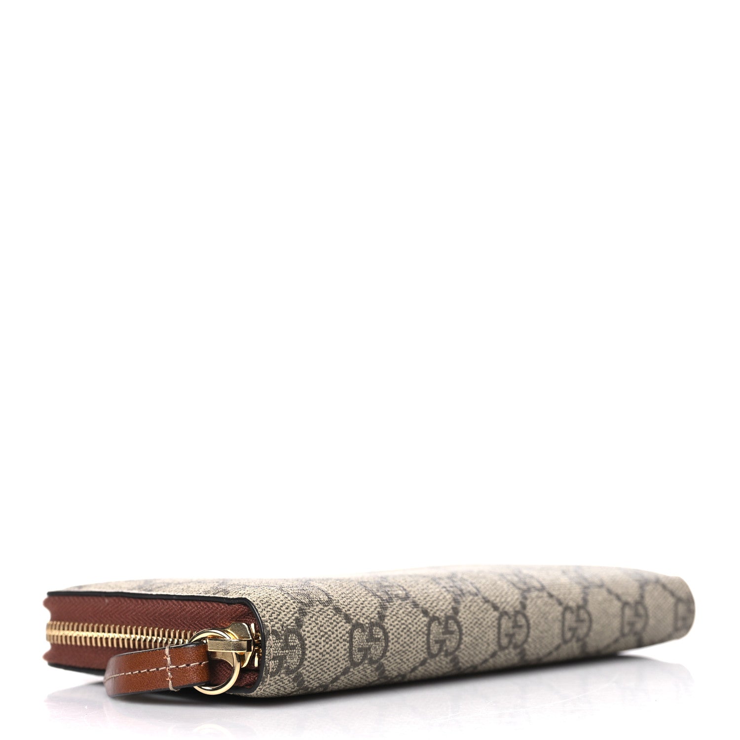 Gucci GG Supreme Monogram Cuoio Toscano Zip Around Wallet Beige Ebony Cuir 4 of 6
