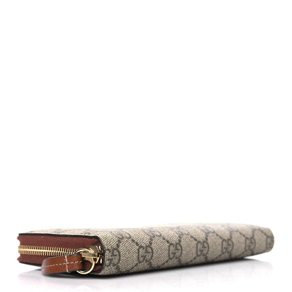 Gucci GG Supreme Monogram Cuoio Toscano Zip Around Wallet Beige Ebony Cuir 4 of 6