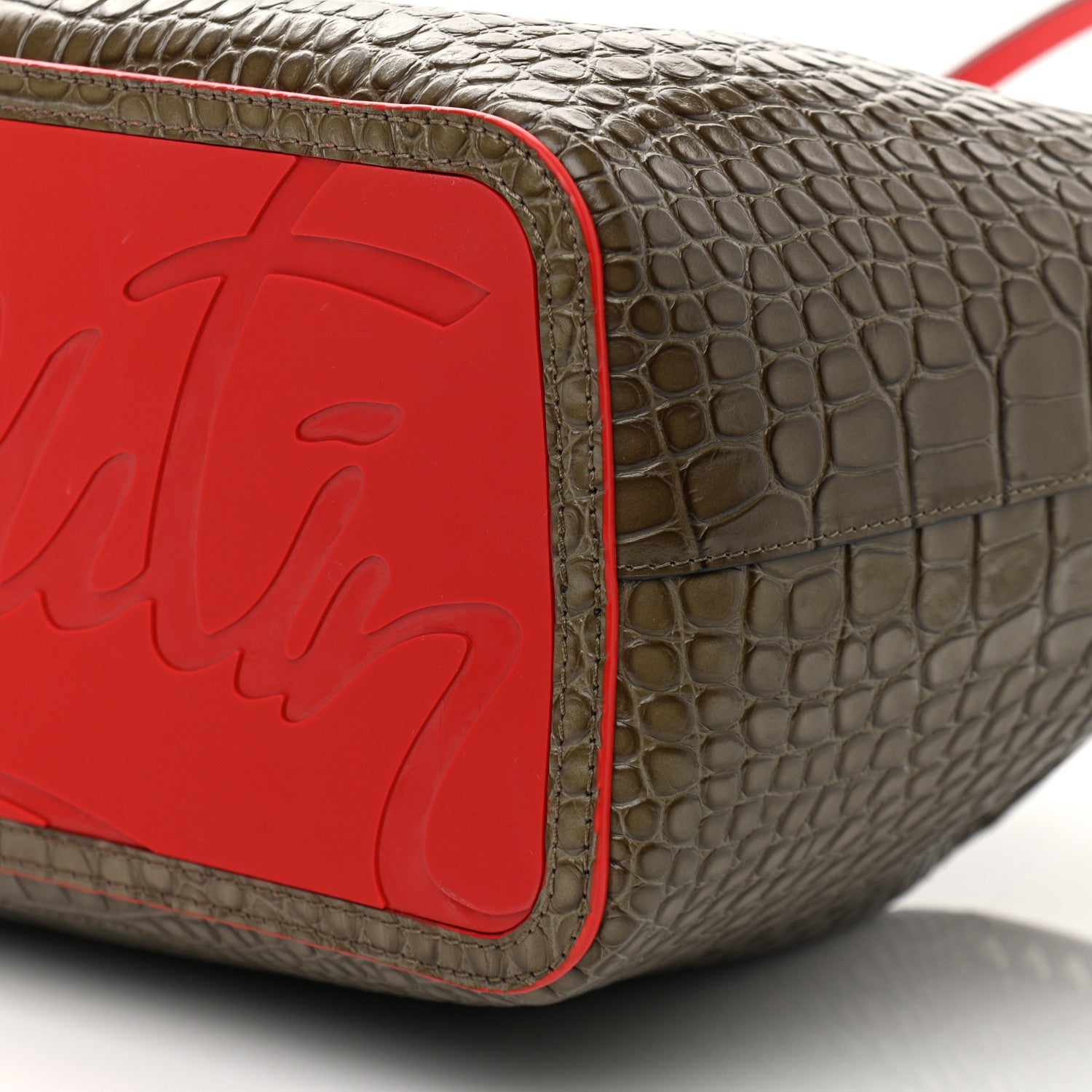 Christian Louboutin Crocodile Embossed Calfskin Spiked Large Cabarock Shopper Tote Silex 9 of 9