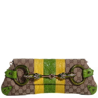 Gucci Monogram Alligator Tom Ford Snake Horsebit Clutch 1 of 7