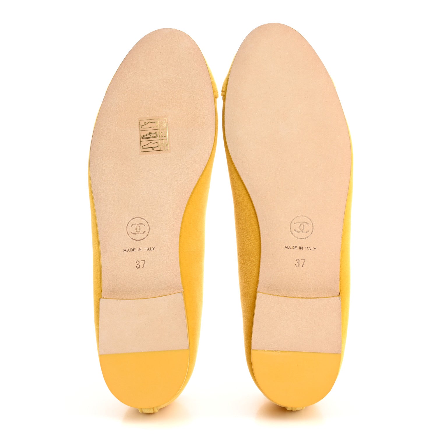 Chanel Velvet Cap Toe Ballerina Flats 37 Yellow 6 of 10