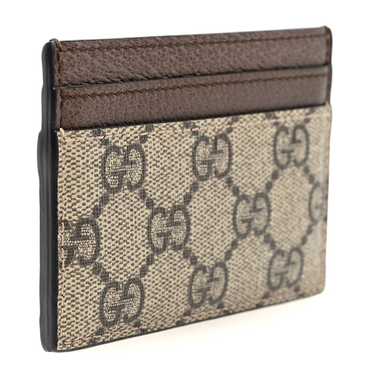 GG Supreme Monogram Ophidia Card Holder Brown
