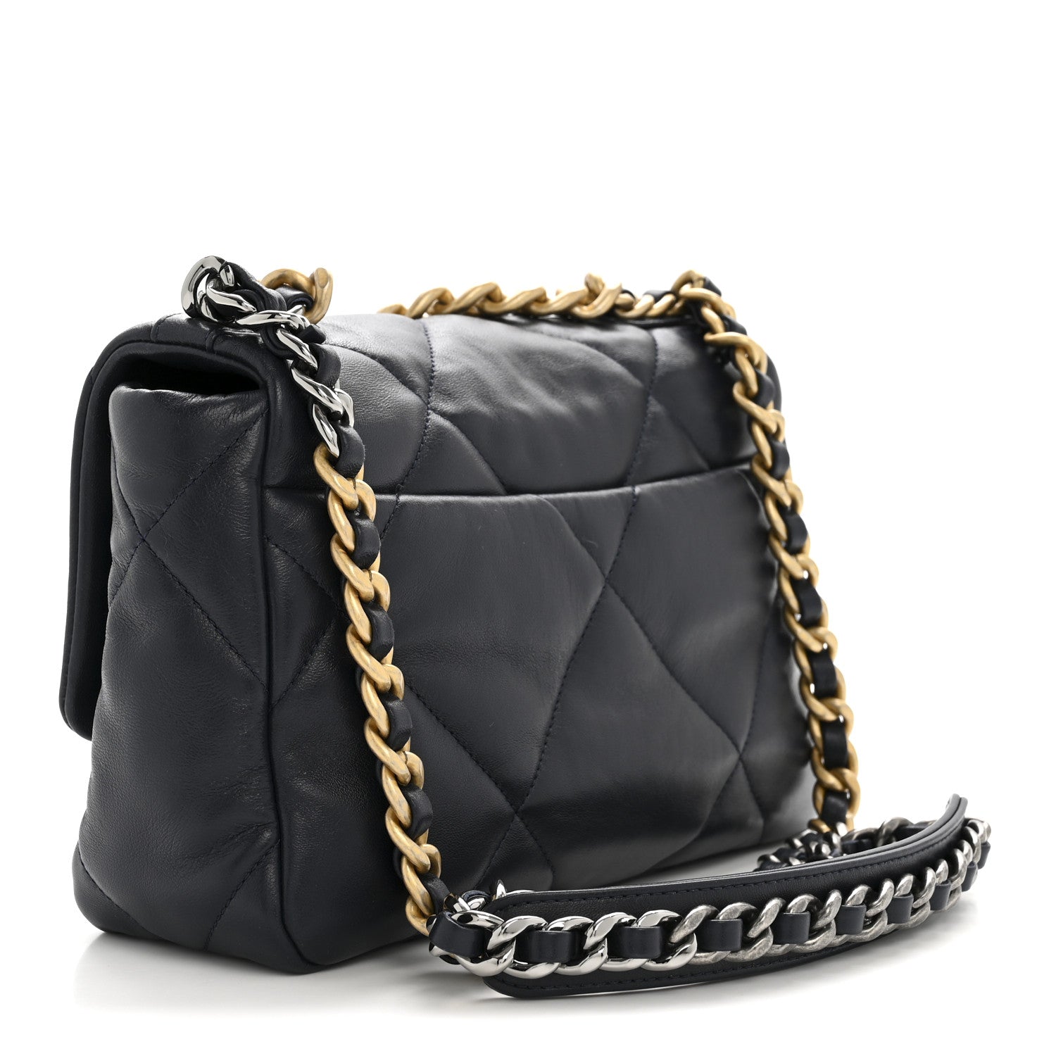Chanel Lambskin Quilted Medium Chanel 19 Flap Navy Blue 3 of 14