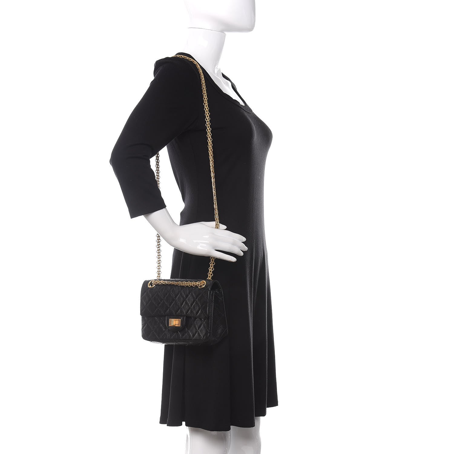 Chanel Aged Calfskin Quilted 2.55 Reissue Mini Flap Black 2 of 11