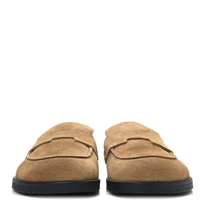 Hermes Suede Calfskin Mens Go Mules 41.5 Brun Fume 3 of 11