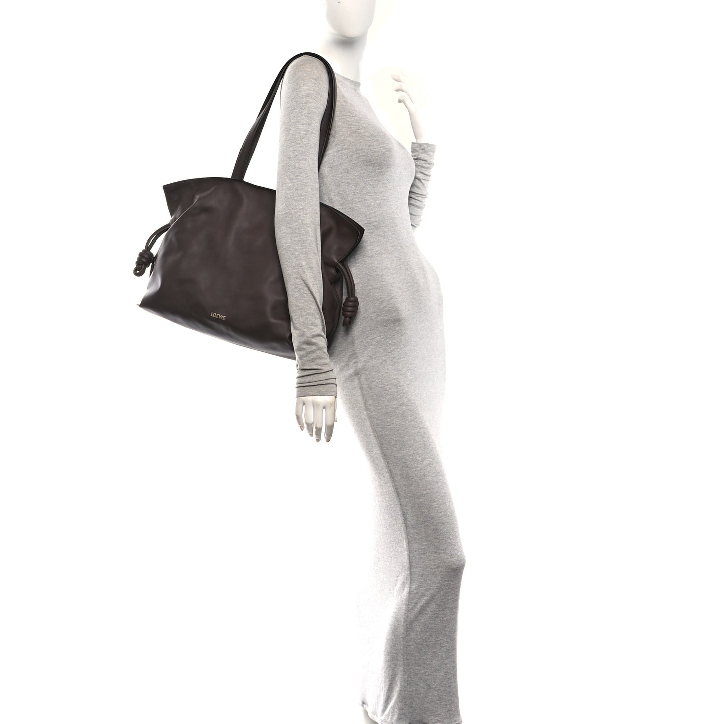 Calfskin Large Flamenco Knot Bag Chocolate