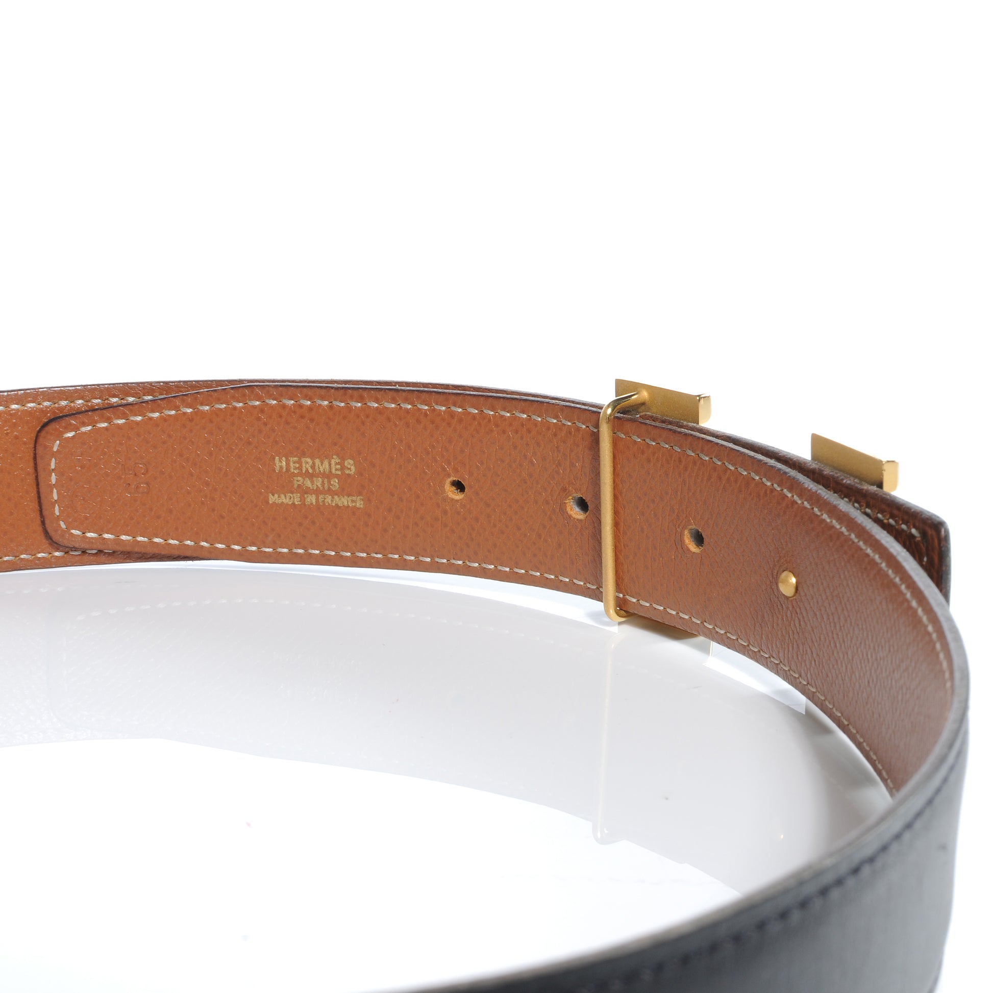 Hermes Box Courchevel 32mm H Belt 65 Black Gold 4 of 7