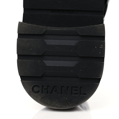 Chanel Shiny Goatskin Calfskin Quilted Lace Up Combat Boots 38 Black 6 of 8