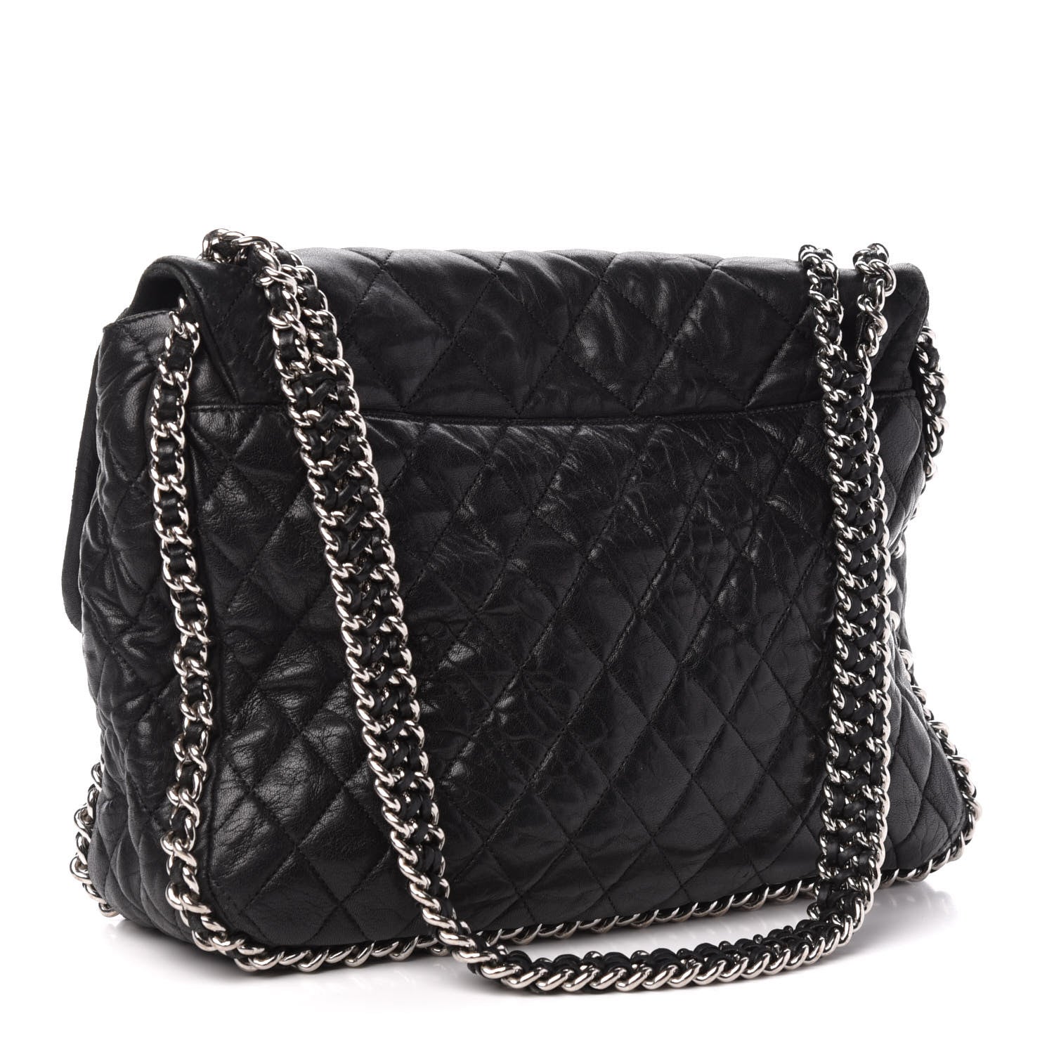 Chanel Washed Lambskin Quilted Maxi Chain Around Flap Black 3 of 14