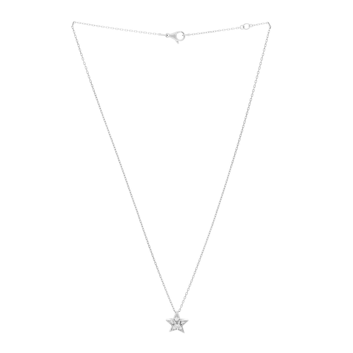 18K White Gold Diamond Small Comete Geode Pendant Necklace