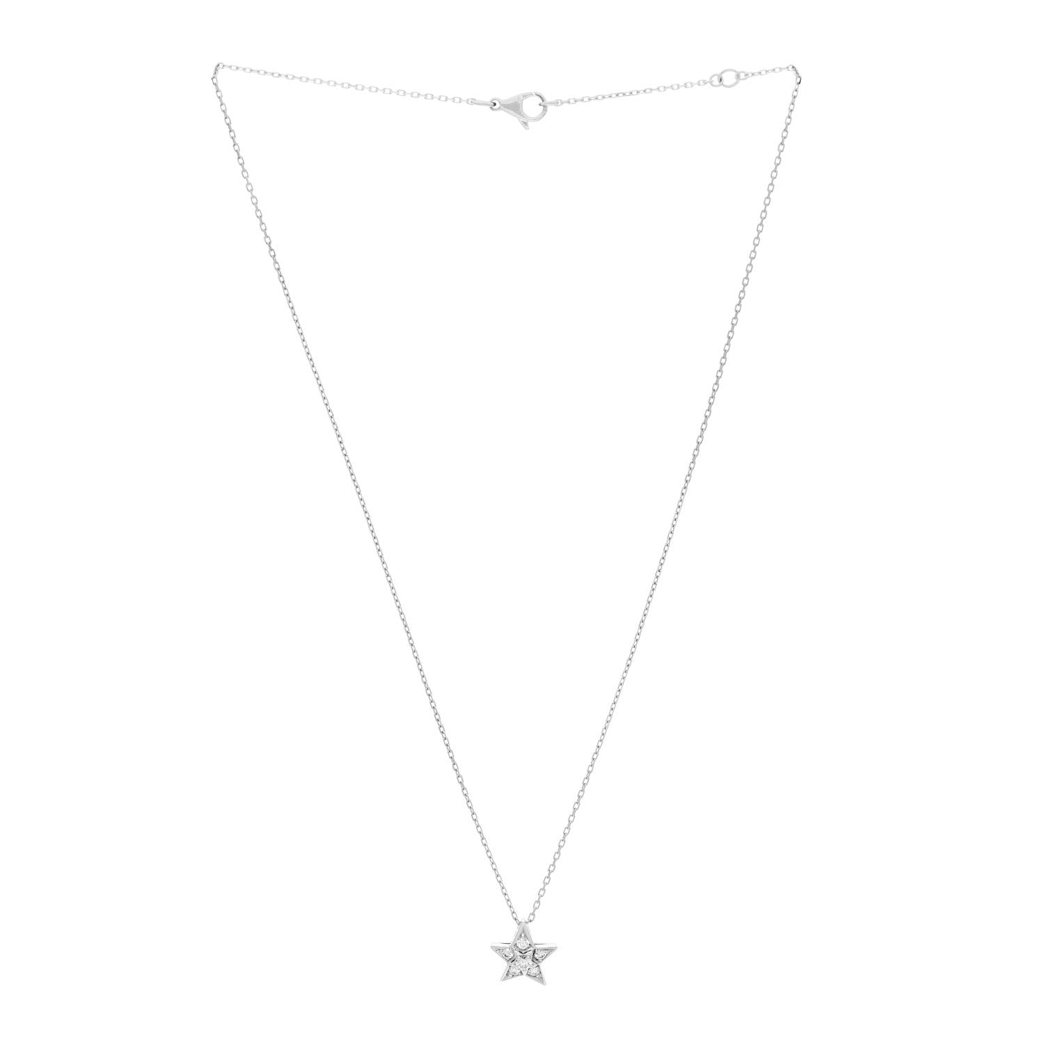 Chanel 18K White Gold Diamond Small Comete Geode Pendant Necklace 3 of 6