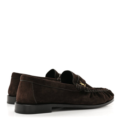 Saint Laurent Suede Le Loafer Penny Slippers 38.5 Dark Chocolate 4 of 9