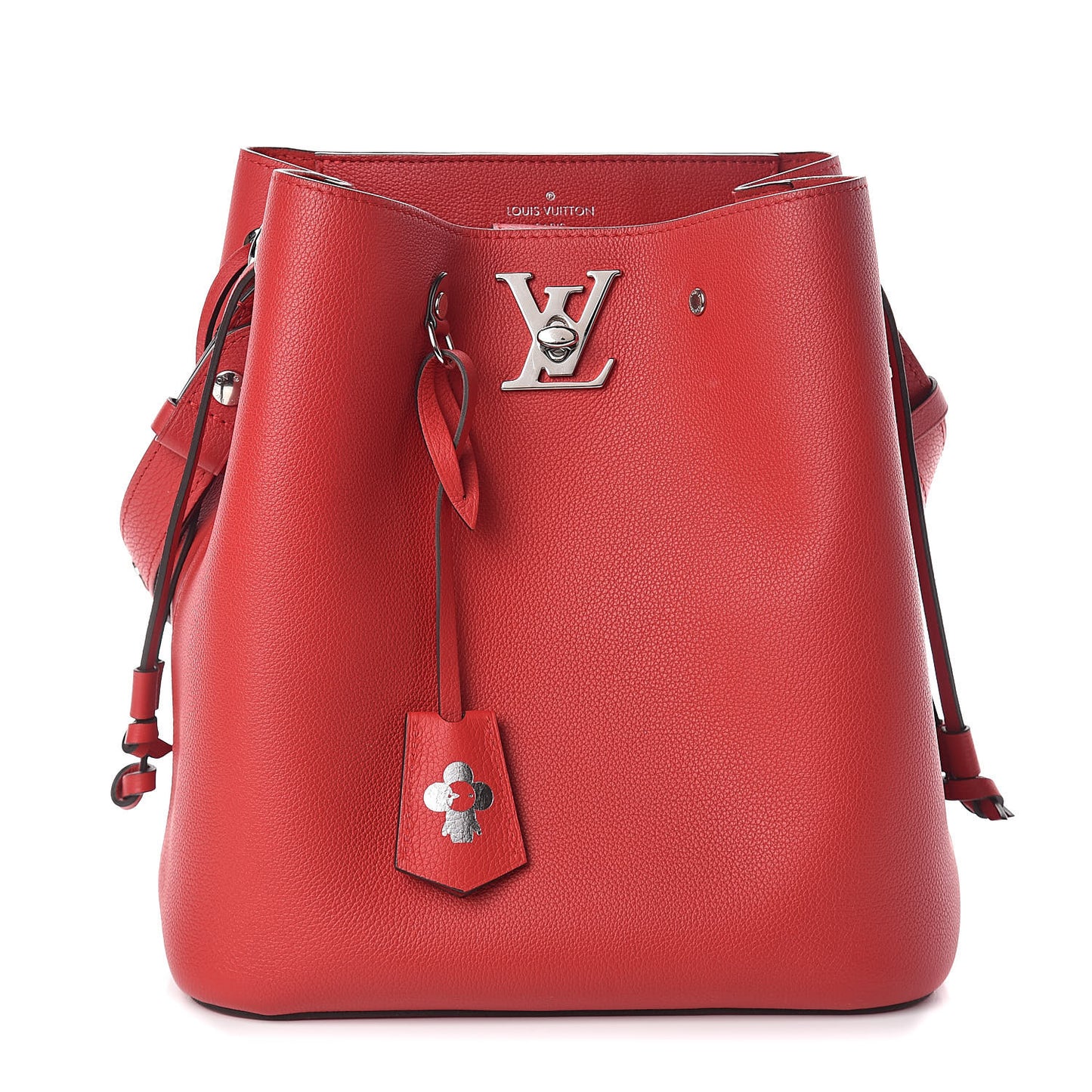 Calfskin Lockme Bucket Rubis