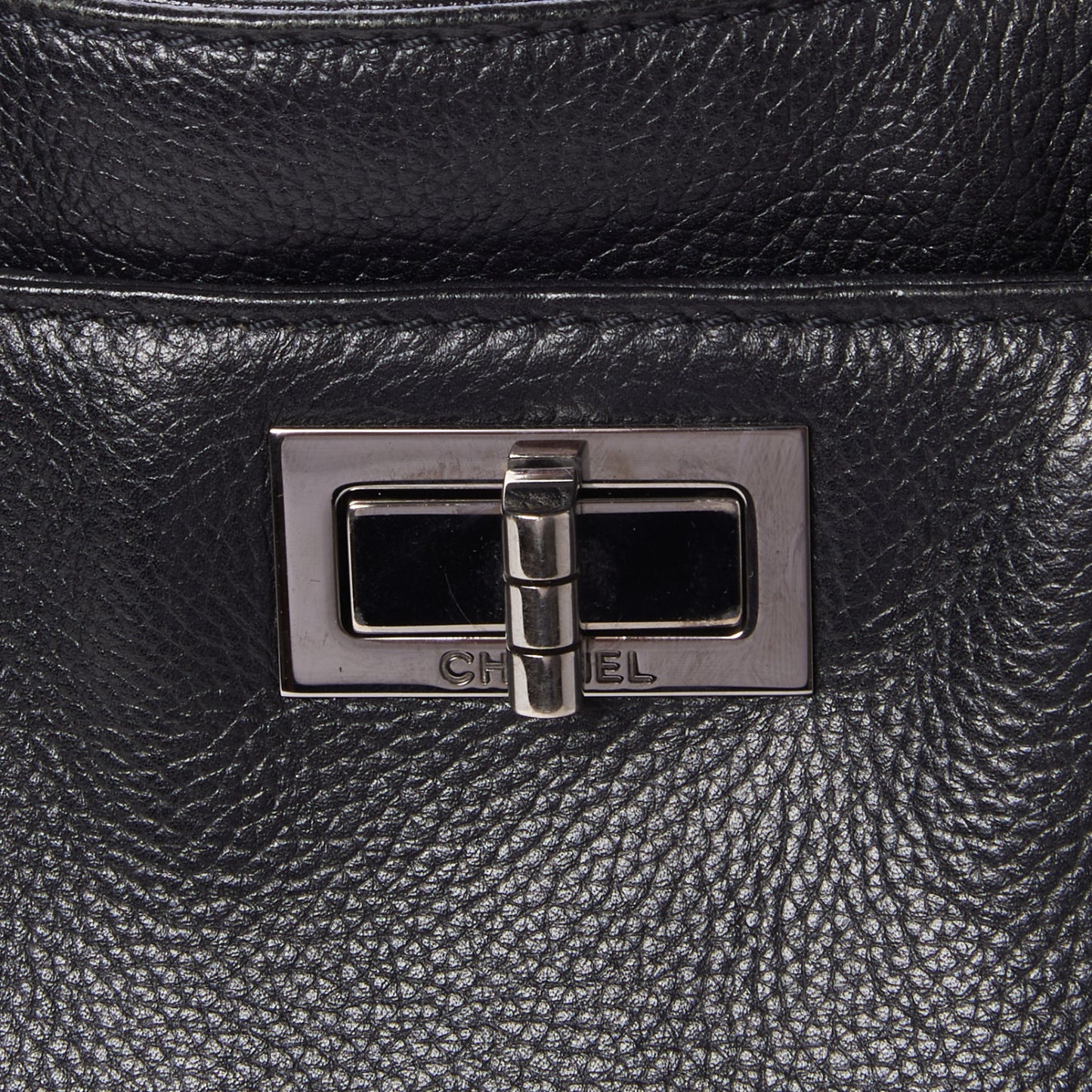 Calfskin Mademoiselle Lock Cerf Executive Shopper Tote Black