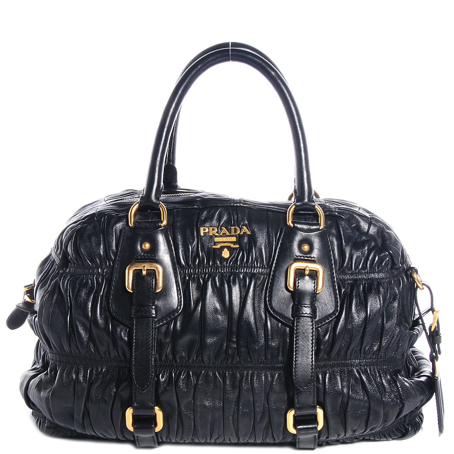 Prada Nappa Gaufre Dome Satchel Black 1 of 10