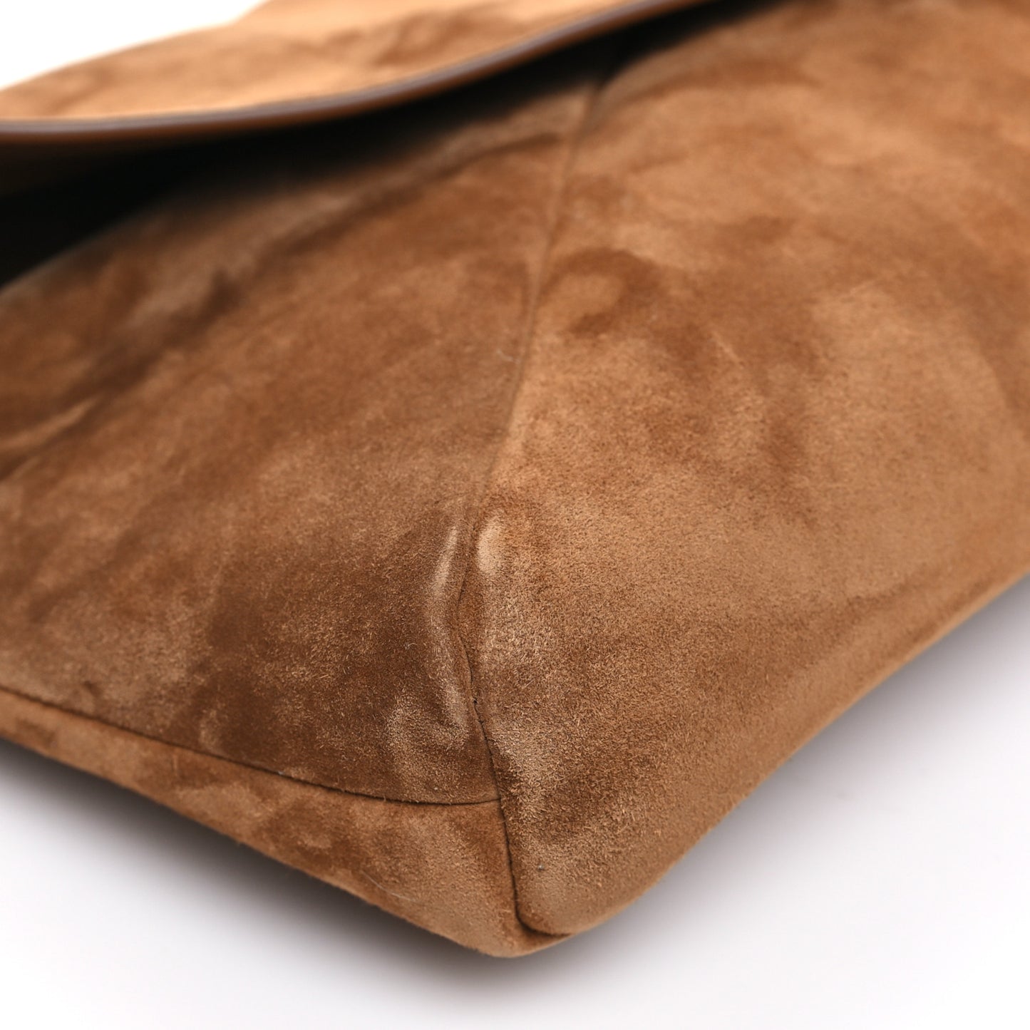 Suede Large Cassandre Pouch On Chain Caramel Cognac