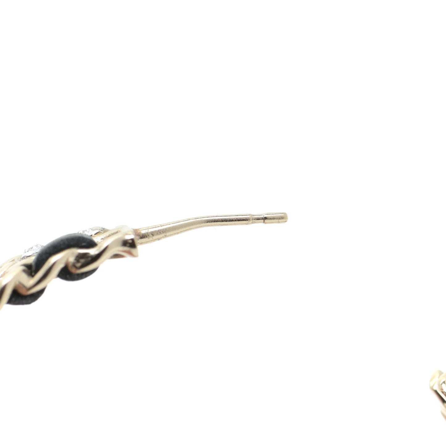 Crystal Lambskin CC Chain Hoop Earrings Gold Black