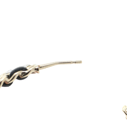 Chanel Crystal Lambskin CC Chain Hoop Earrings Gold Black 6 of 7