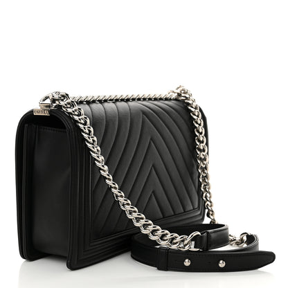 Chanel Calfskin Chevron Quilted New Medium Boy Flap Black 3 of 12