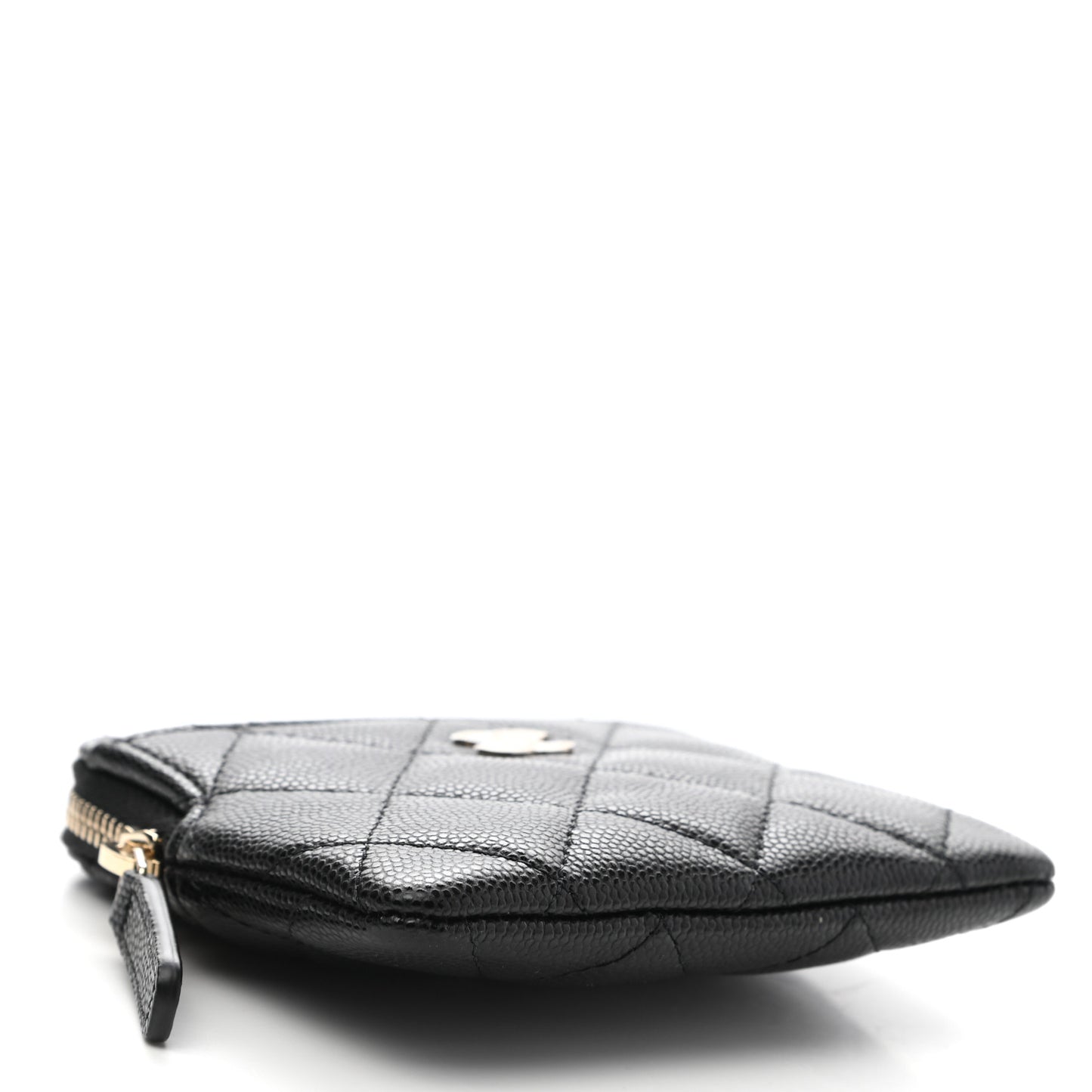 Caviar Quilted Zip Card Holder Wallet Black
