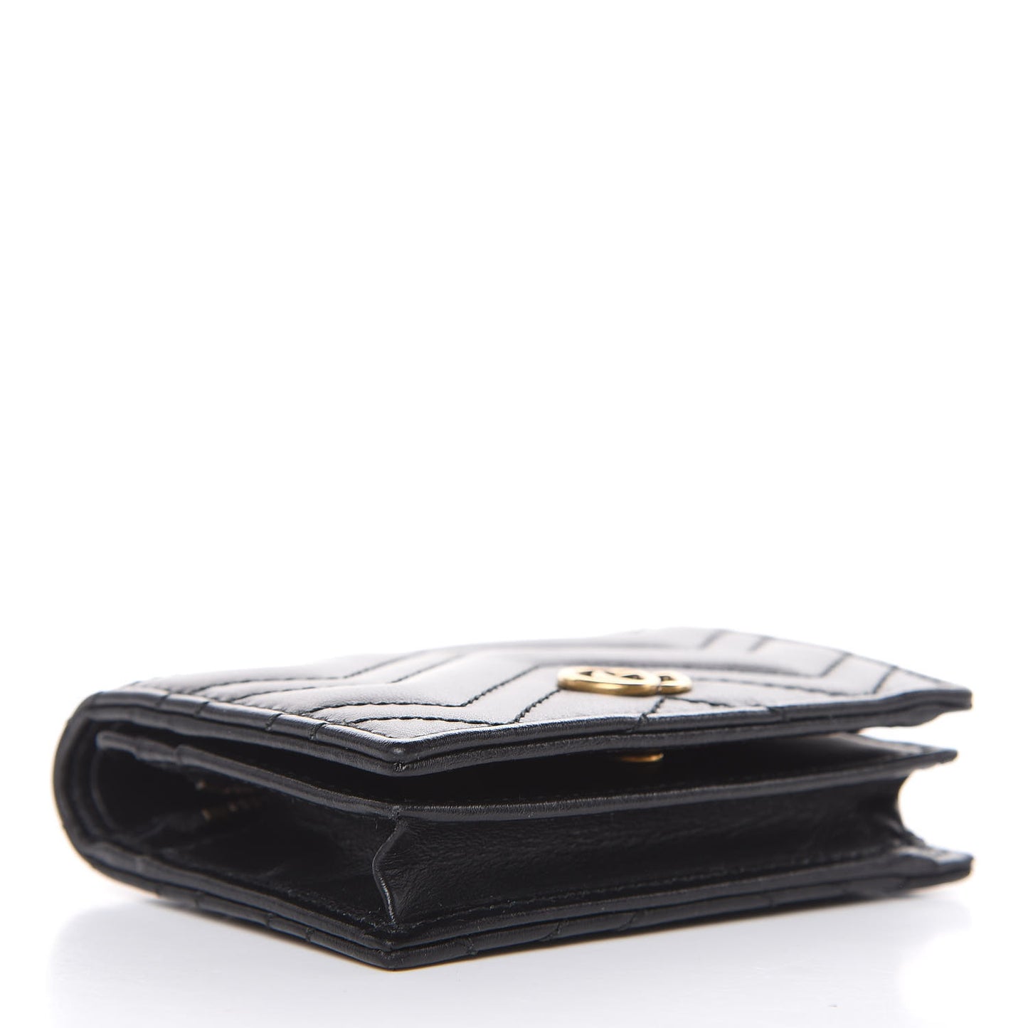 Calfskin Matelasse GG Marmont Card Case Wallet Black