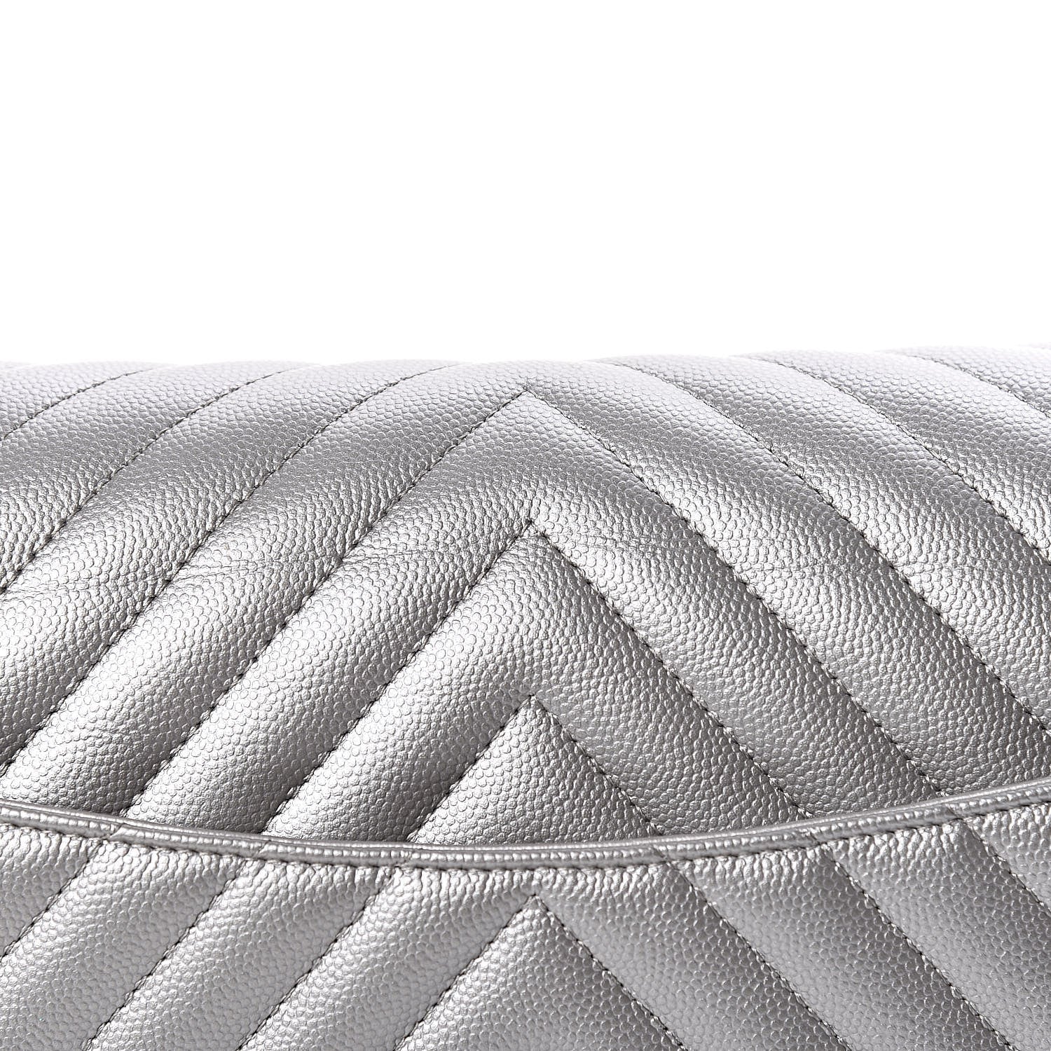 Chanel Metallic Caviar Chevron Quilted Jumbo Double Flap Silver 11 of 11
