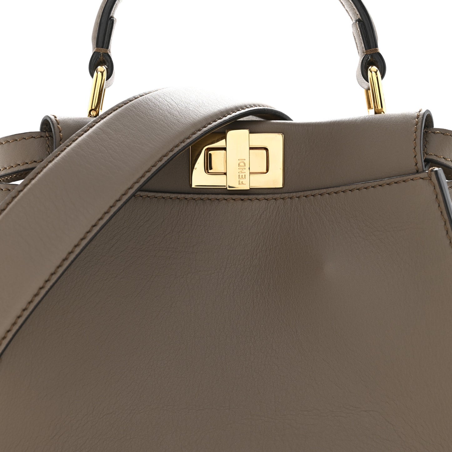 Vitello Seta Canvas FF Embroidered Mini Peekaboo Iconic Satchel Tartufo