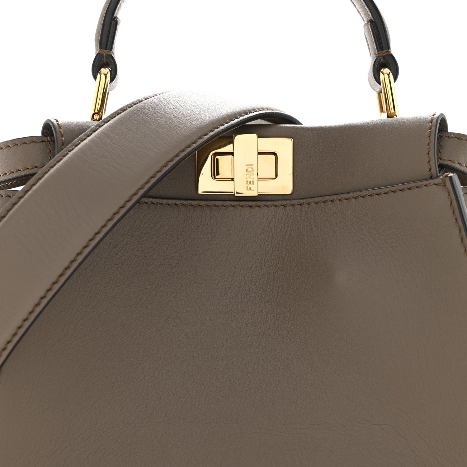Fendi Vitello Seta Canvas FF Embroidered Mini Peekaboo Iconic Satchel Tartufo 8 of 11