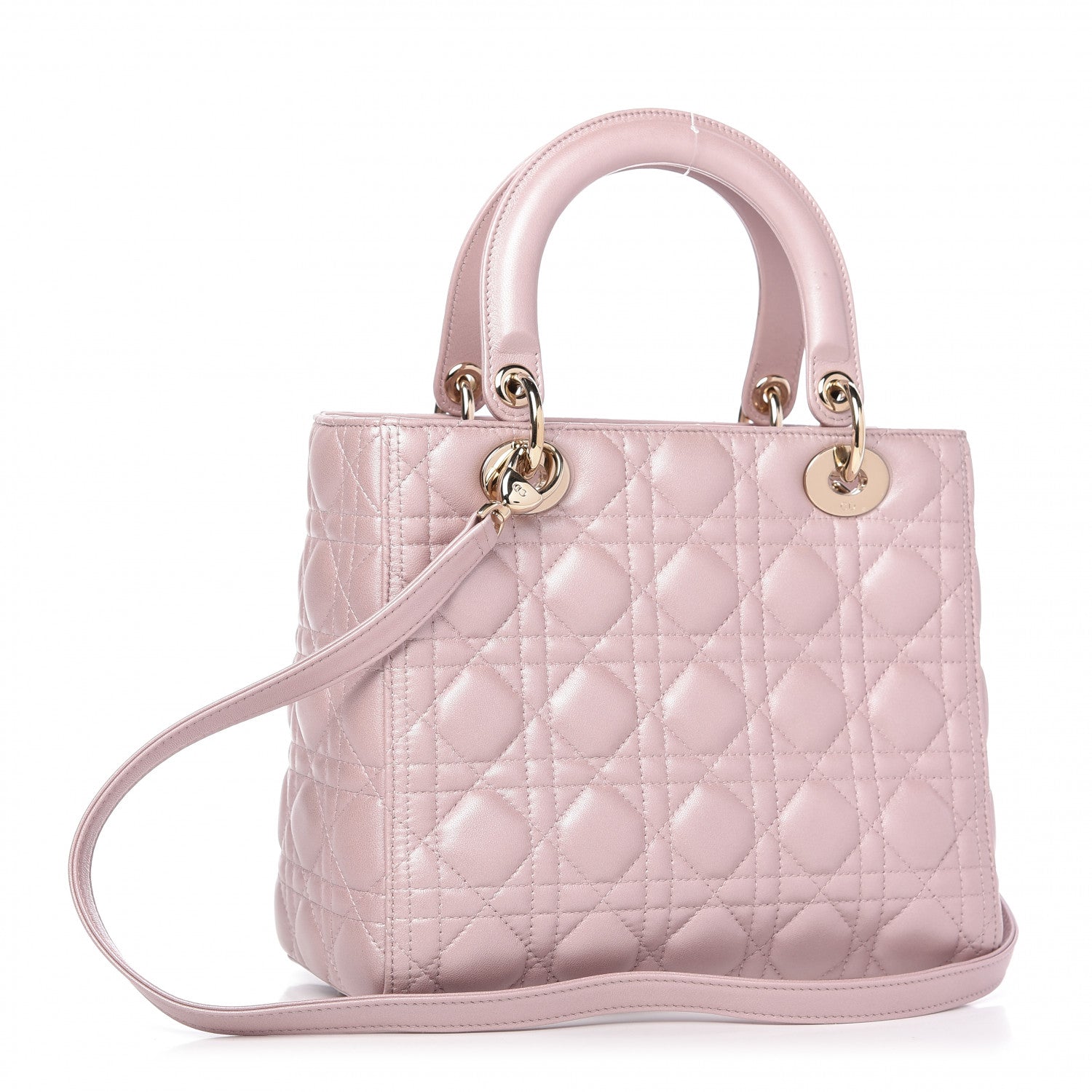 Christian Dior Pearly Lambskin Cannage Medium Lady Dior Lotus 3 of 10