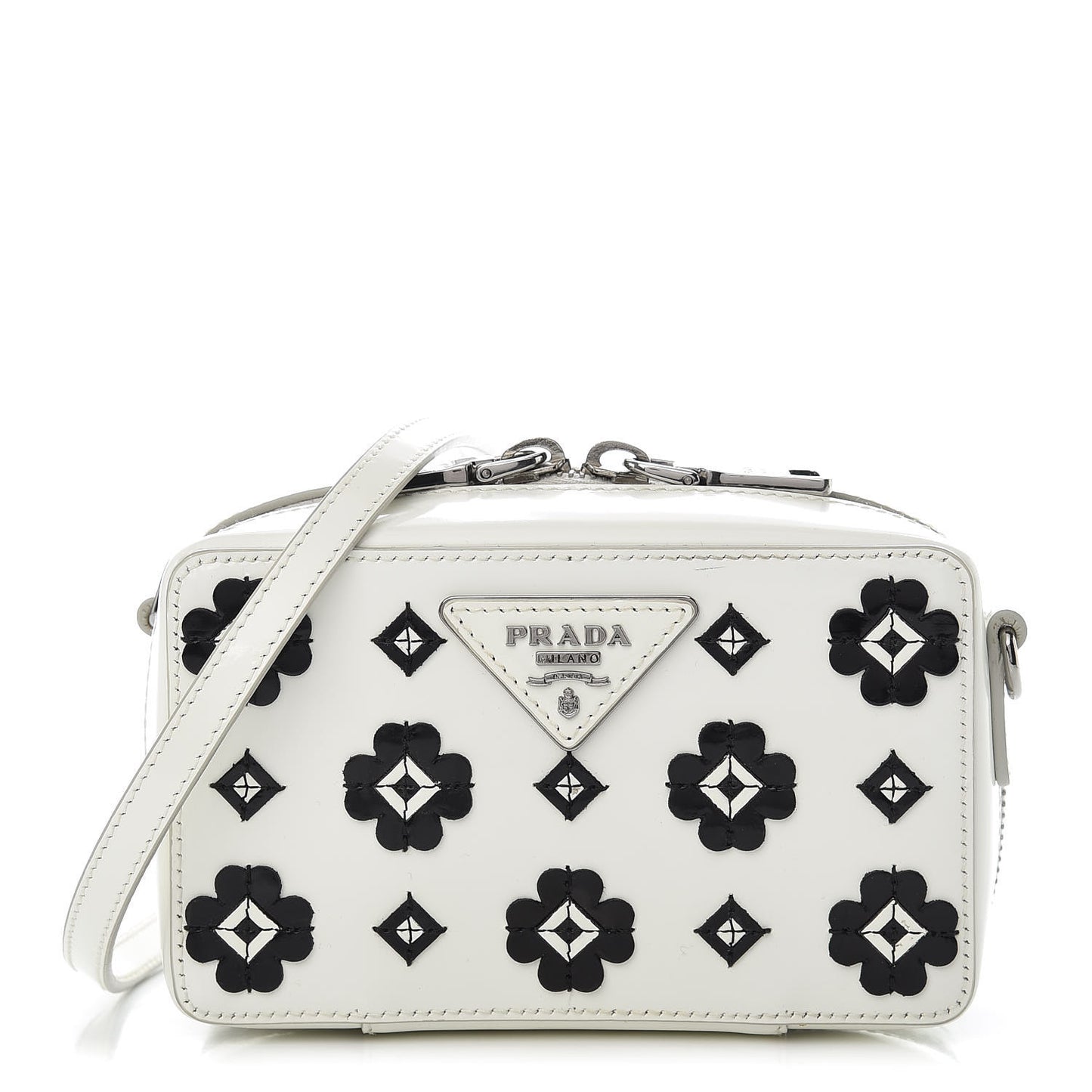 Spazzolato Floral Crossbody White Black