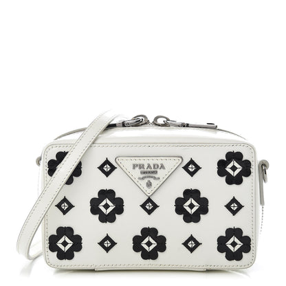 Prada Spazzolato Floral Crossbody White Black 1 of 13