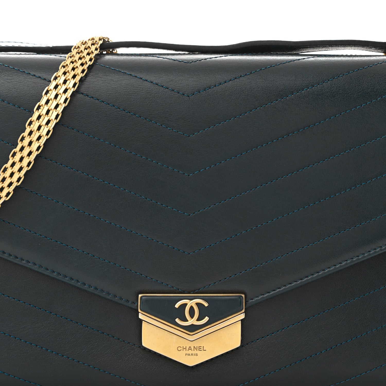 Chanel Calfskin Chevron Quilted Medal Flap Blue 8 of 16
