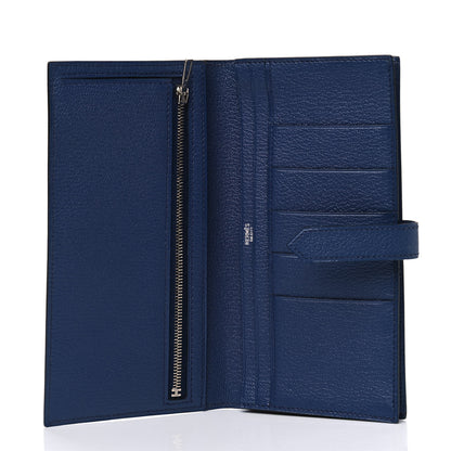 Hermes Chevre Mysore Bearn Gusset Wallet Bleu Thalassa 4 of 14