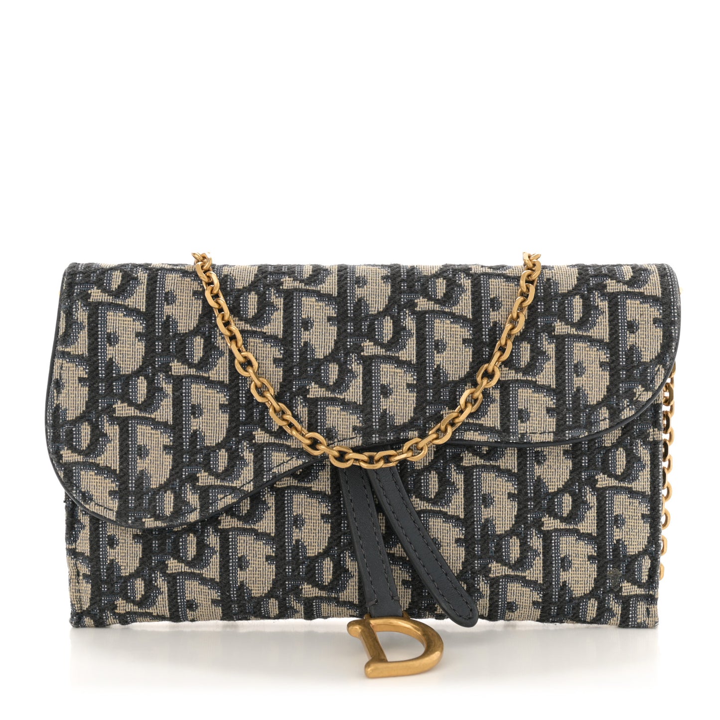 Oblique Saddle Chain Long Wallet Blue