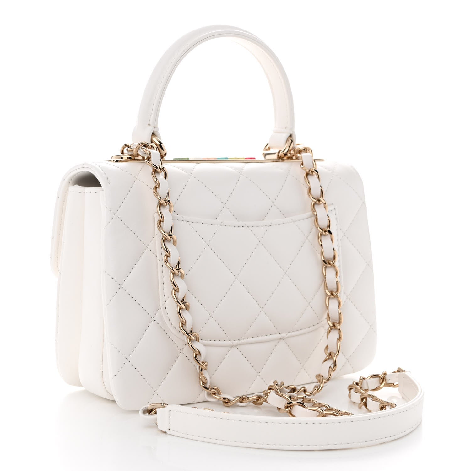 Chanel Lambskin Lacquered Quilted Mini Trendy CC Dual Handle Flap Bag White 3 of 11