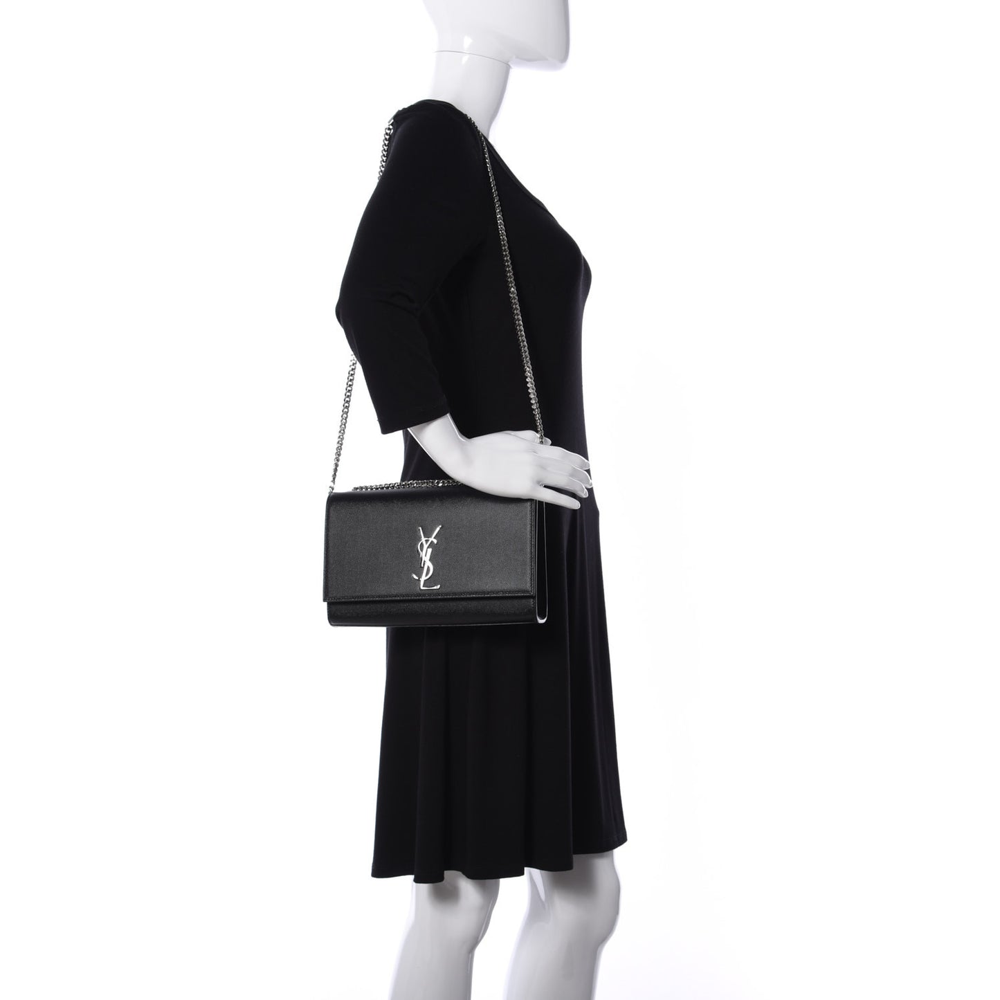 Grain De Poudre Medium Classic Monogram Kate Satchel Black