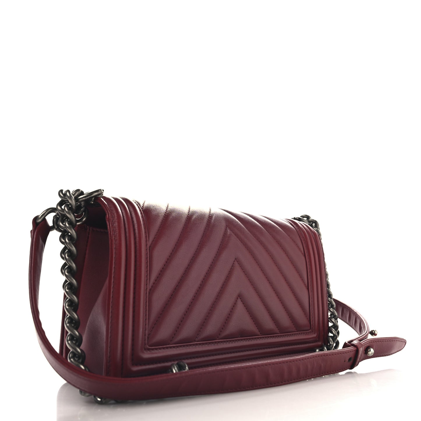 Calfskin Chevron Quilted Medium Boy Flap Red