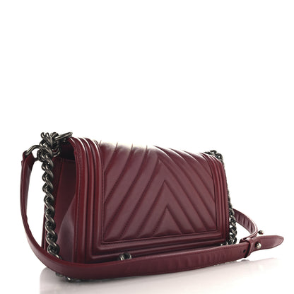 Chanel Calfskin Chevron Quilted Medium Boy Flap Red 3 of 13