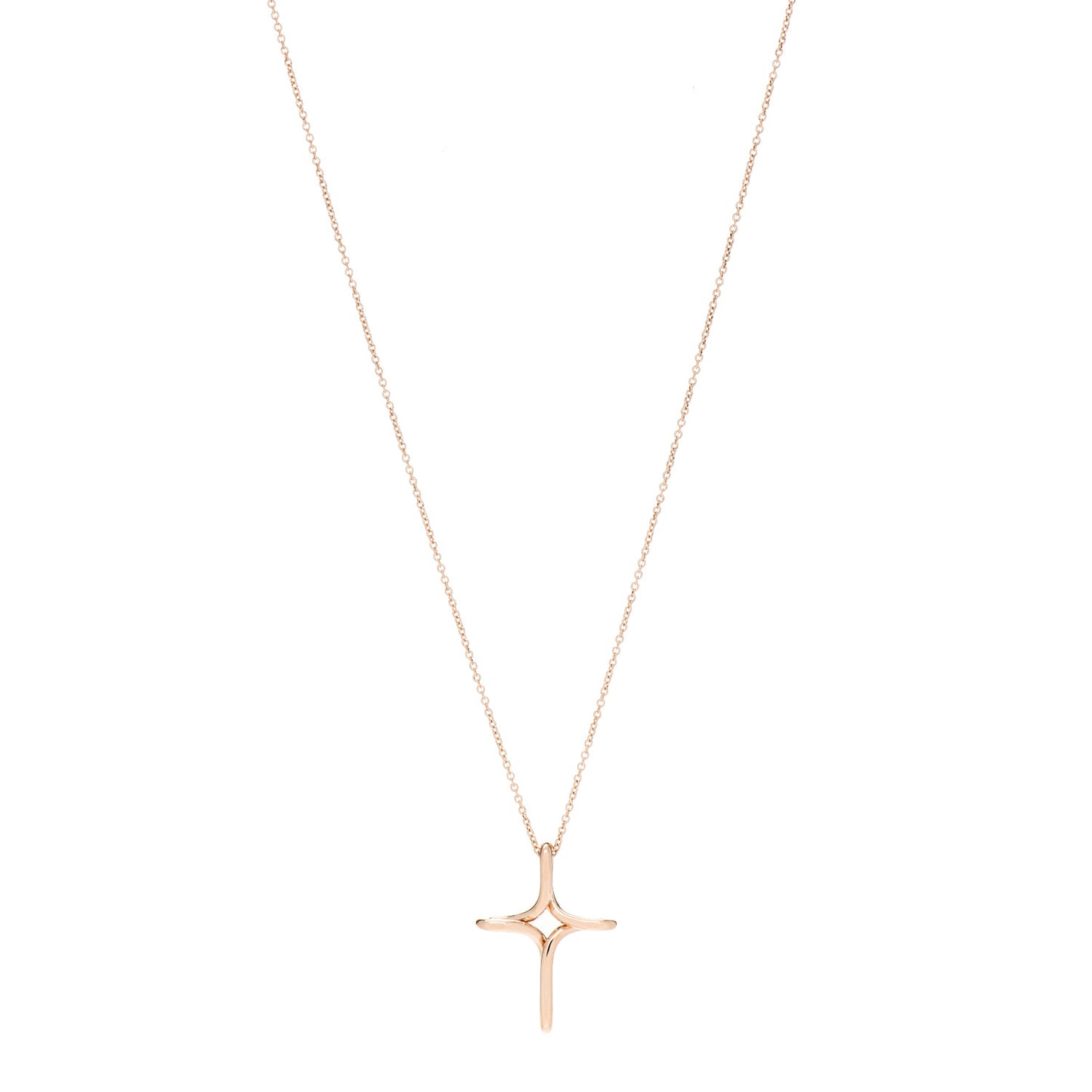 18K Rose Gold Elsa Peretti Infinity Cross Pendant Necklace