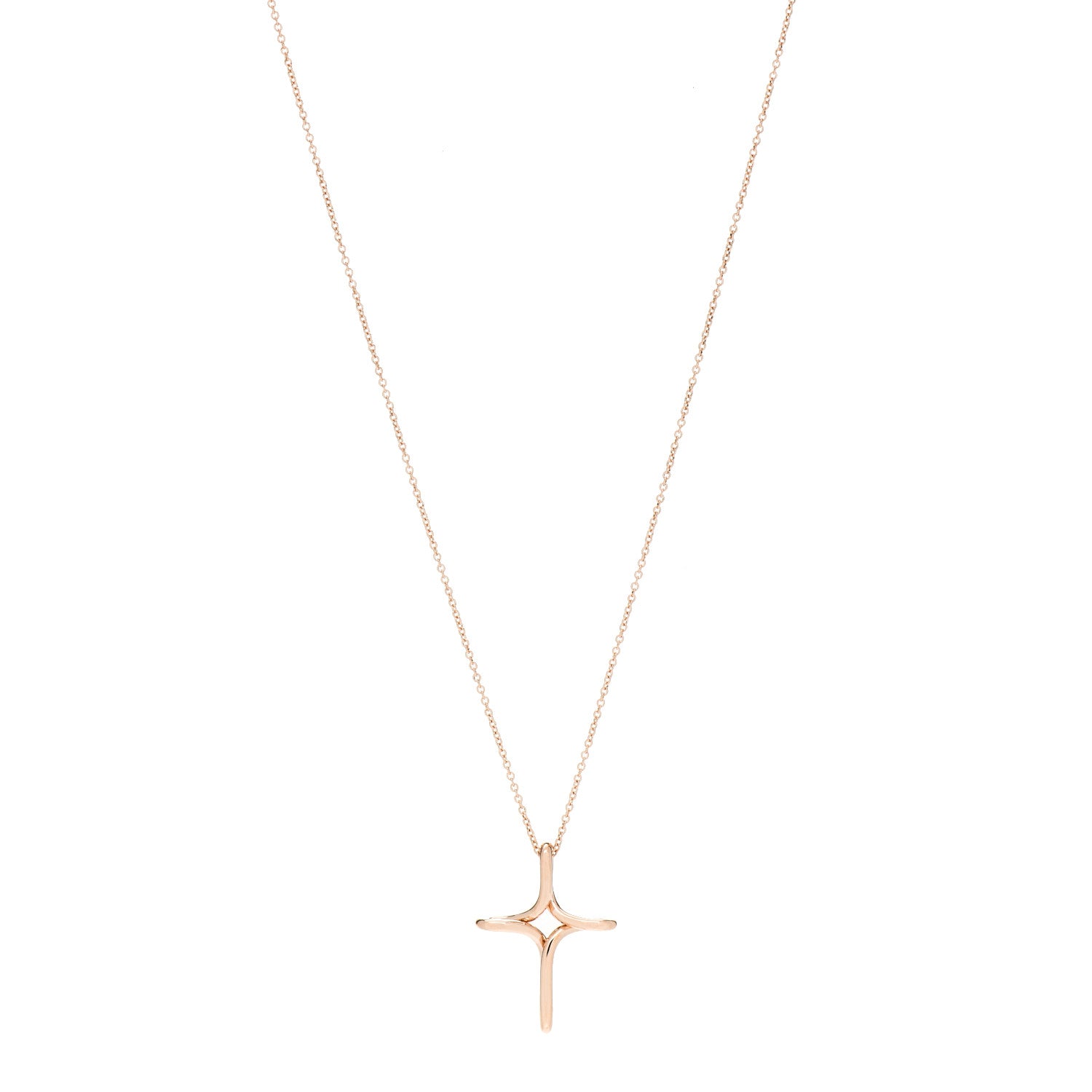 Tiffany 18K Rose Gold Elsa Peretti Infinity Cross Pendant Necklace 1 of 5