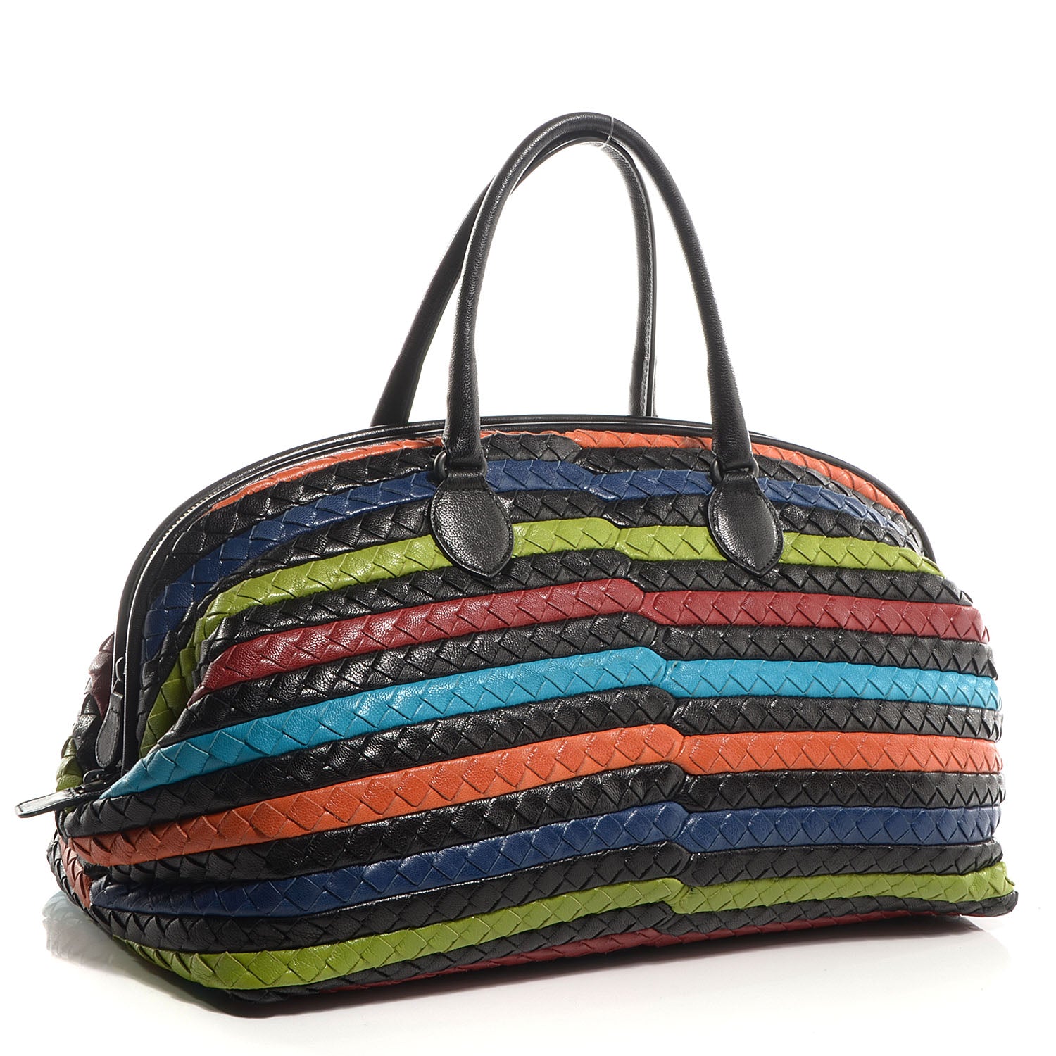 Bottega Veneta Intrecciato Shiny Goatskin Satchel Multicolor 3 of 9
