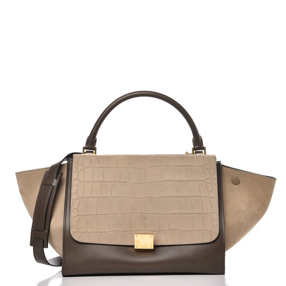 Celine Crocodile Embossed Nubuck Medium Trapeze Grey 1 of 12